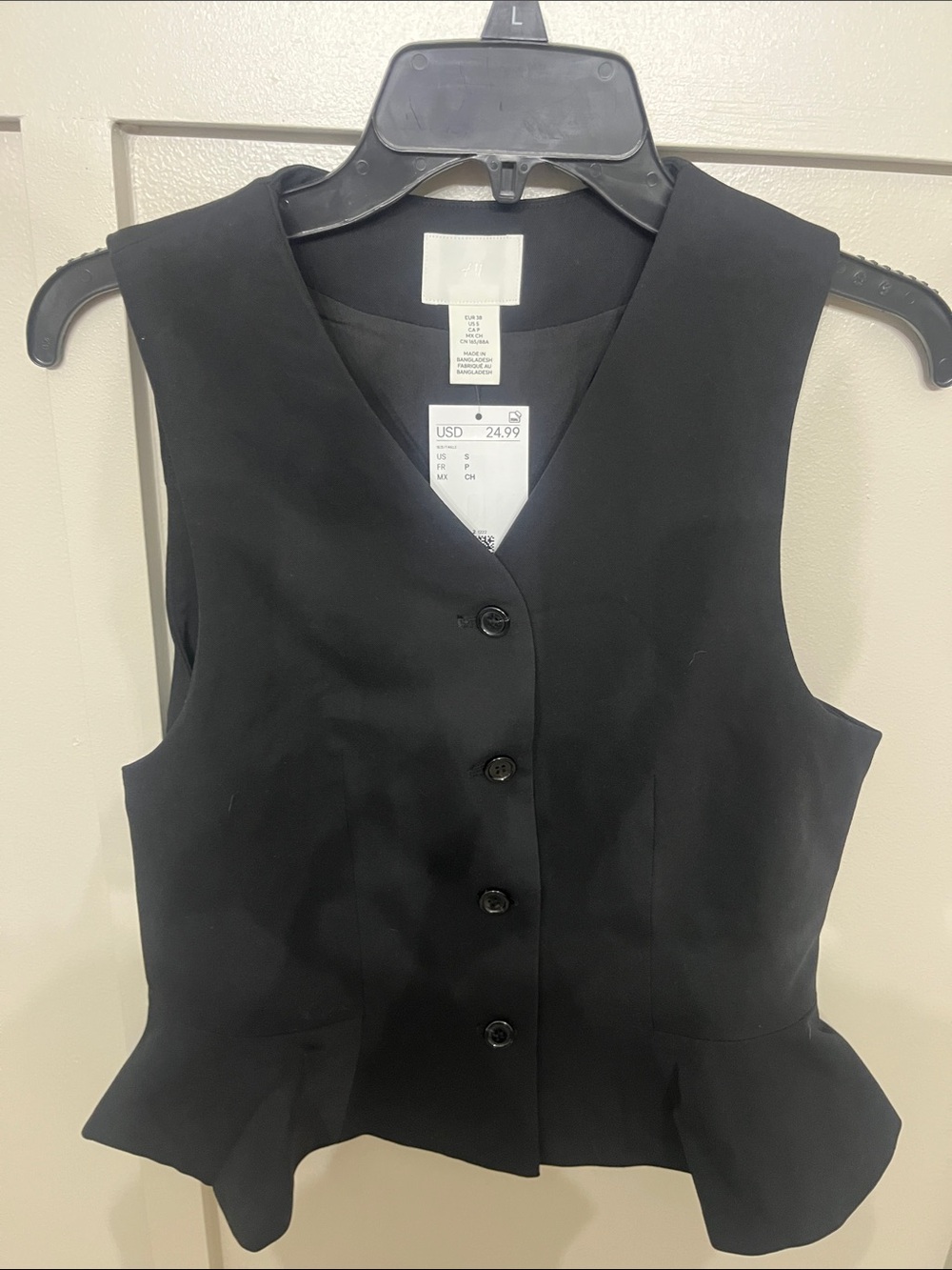 H&M Black Sleeveless Peplum Button-Down Top - Picture 3 of 6
